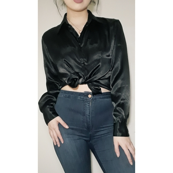 Tops - Maggie Lawrence Black Satin Blouse